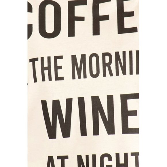 Coffee In Morning Wine At Night Cotton Tee T Shirt - Picture 9 of 9